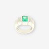 Anillo oro blanco Esmeralda y brillantes