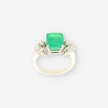 Anillo oro bl. Esmeralda y brillantes