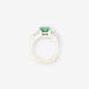 Anillo oro blanco p. verde y brillantes
