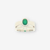 Anillo oro blanco, Esmeralda y brillante