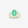 Anillo oro bl. Esmeralda y brillantes