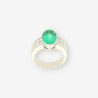 Anillo oro bl. Esmeralda y brillantes
