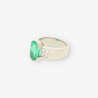 Anillo oro bl. Esmeralda y brillantes
