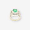 Anillo oro bl. Esmeralda y brillantes