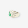 Anillo oro bl. Esmeralda y brillantes