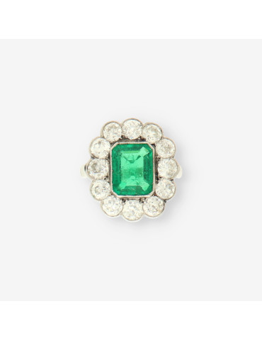 Anillo Vintage Esmeralda y brillantes