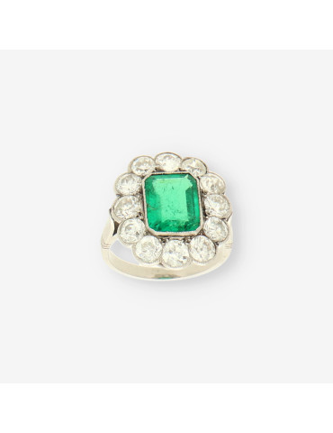 Anillo Vintage Esmeralda y brillantes