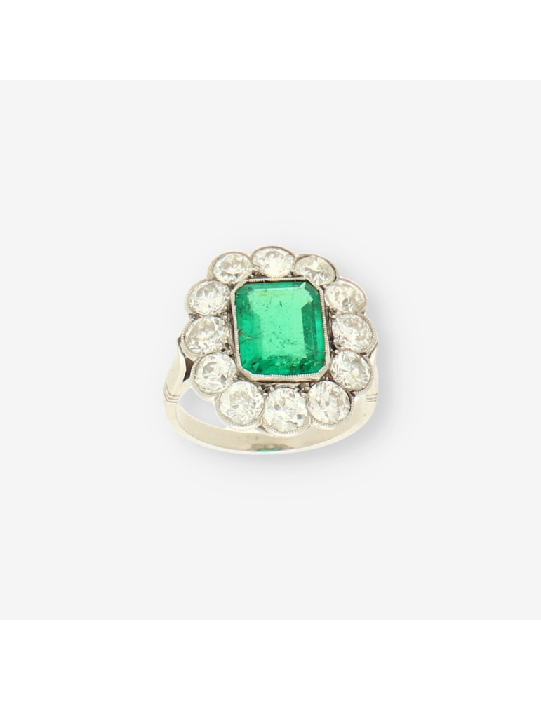 Anillo Vintage Esmeralda y brillantes