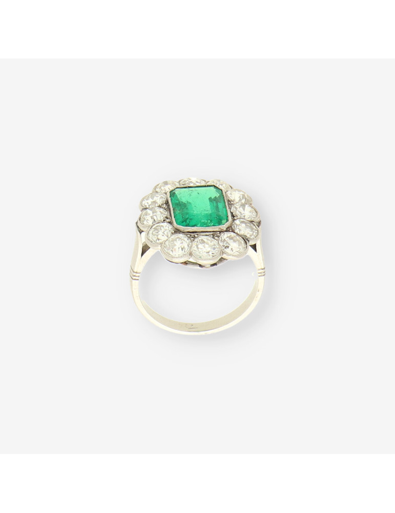 Anillo Vintage Esmeralda y brillantes