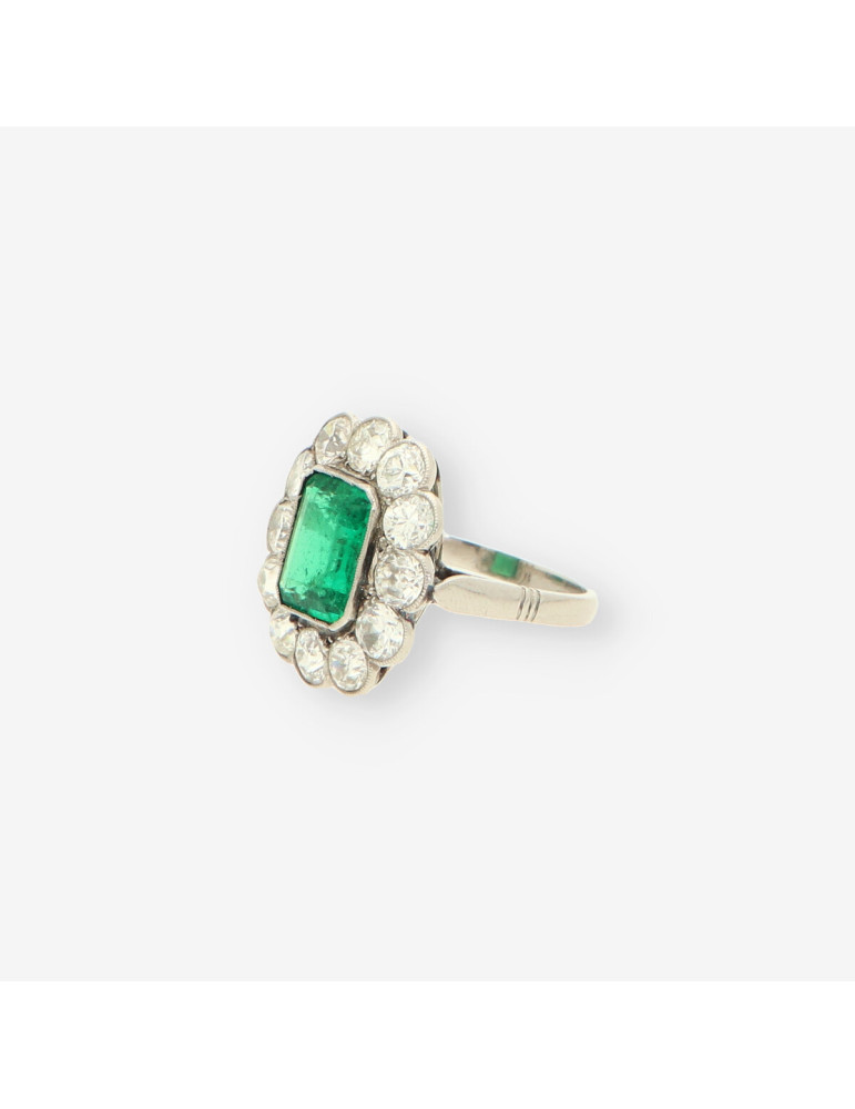 Anillo Vintage Esmeralda y brillantes