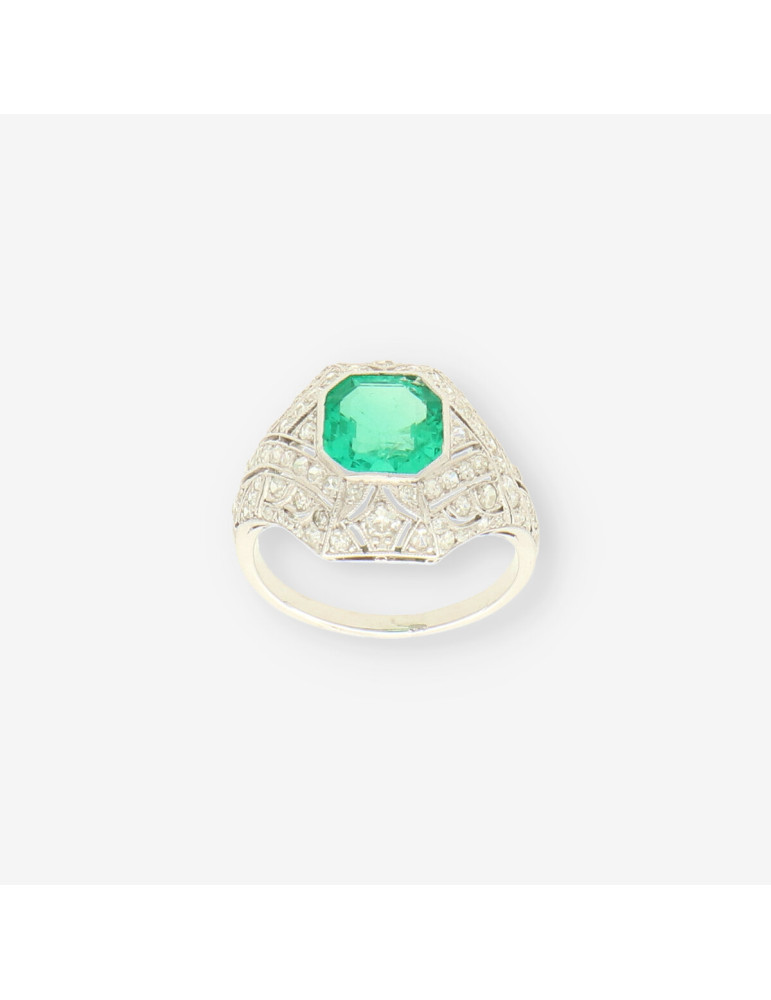 Anillo Vintage oro esmeralda y brillante