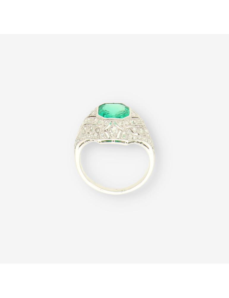 Anillo Vintage oro esmeralda y brillante