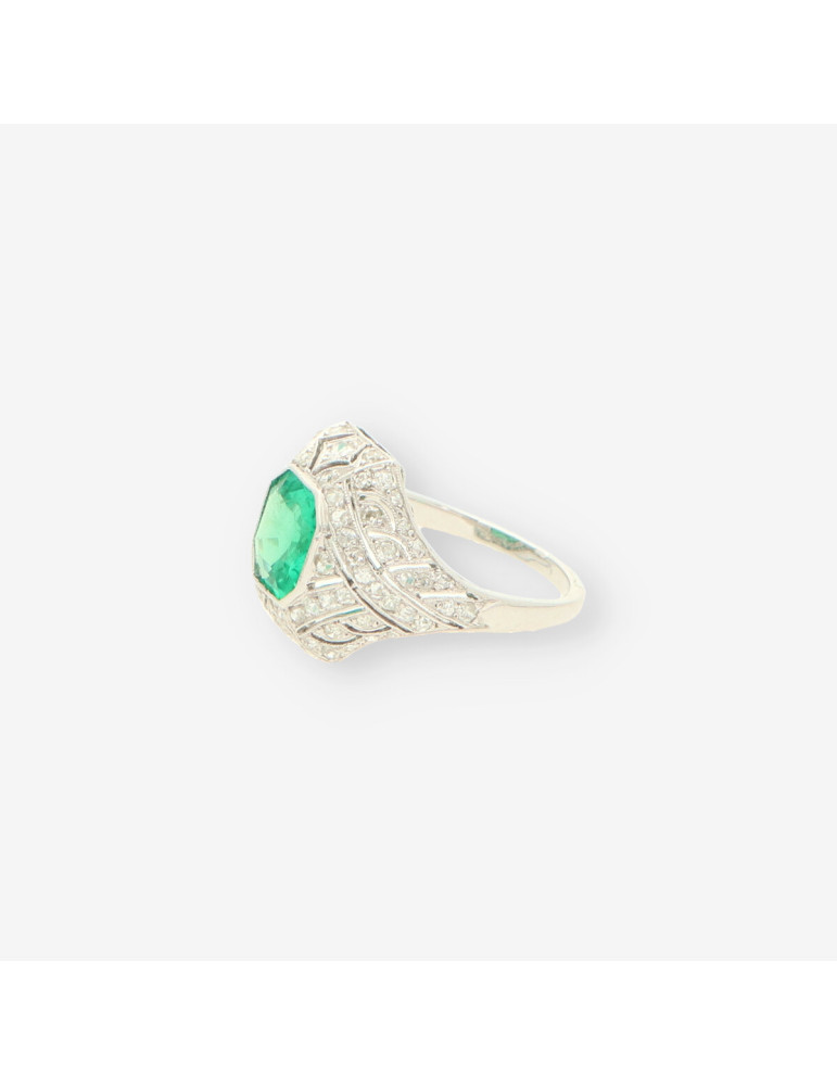 Anillo Vintage oro esmeralda y brillante