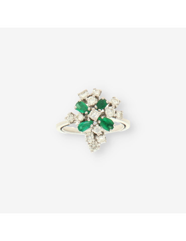 Anillo oro bl. esmeralda y bri