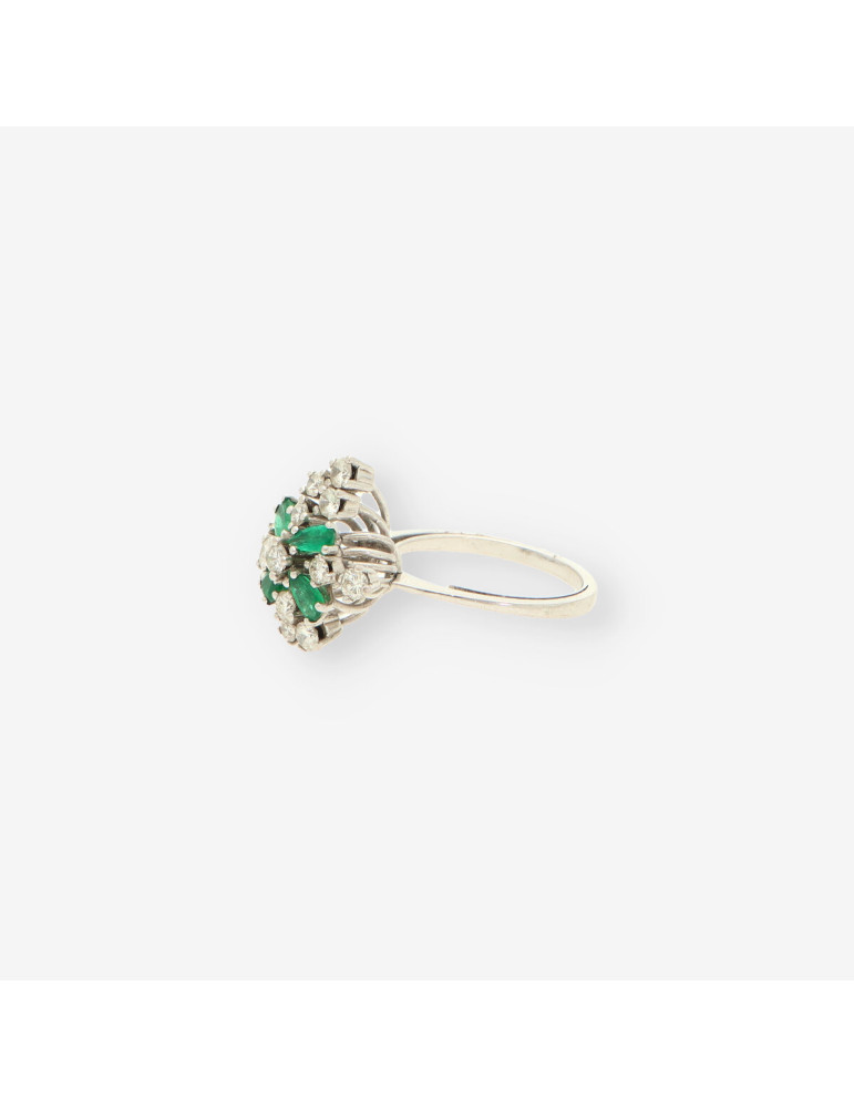 Anillo oro bl. esmeralda y bri