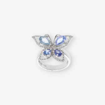 Anillo mariposa en oro blanco con brillantes