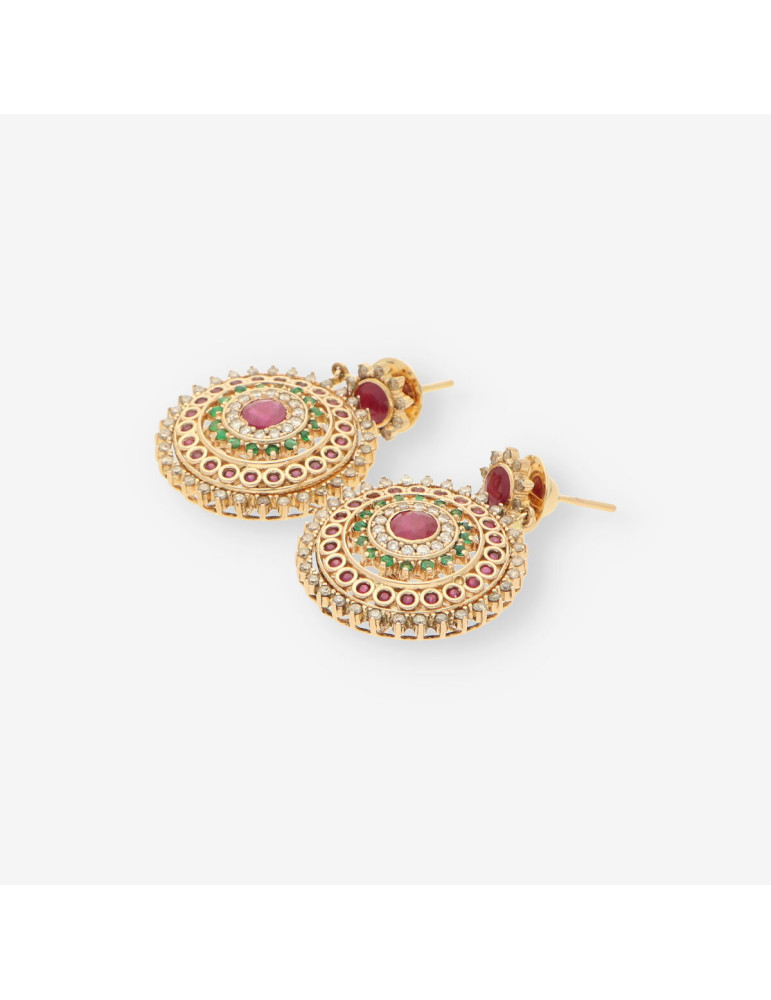 Pendientes largos rubi y brillantes