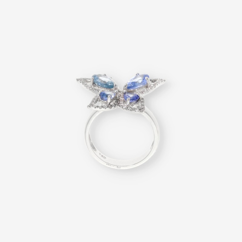 Anillo mariposa en oro blanco con brillantes