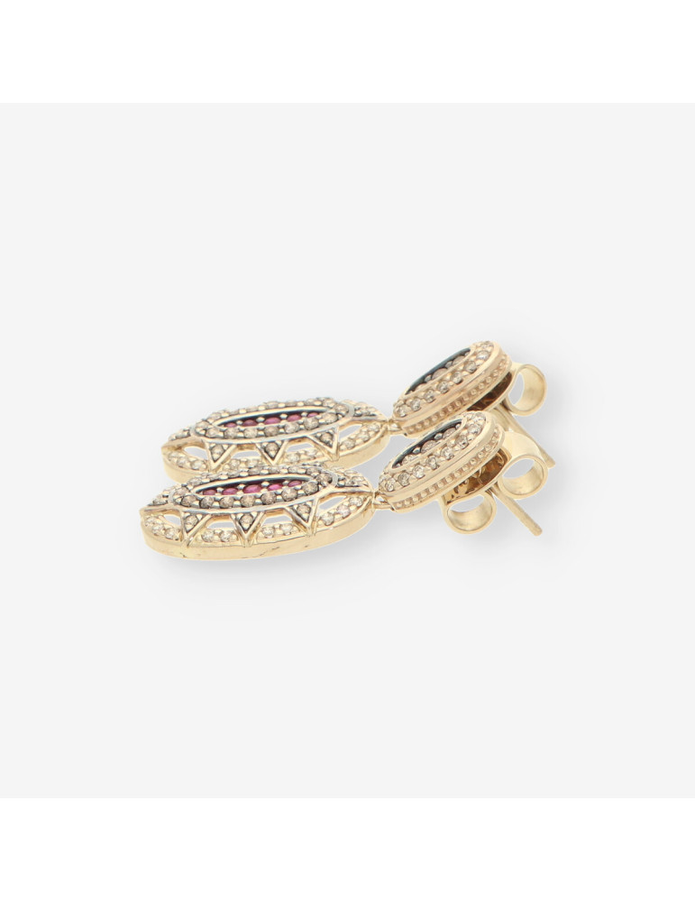 Pendientes rubÃ­, brillantes matiz negro