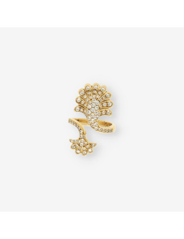 Anillo oro tipo lanzadera circonitas