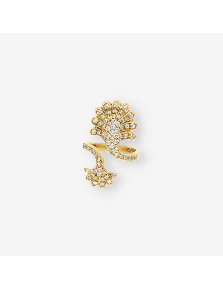 Anillo oro tipo lanzadera circonitas