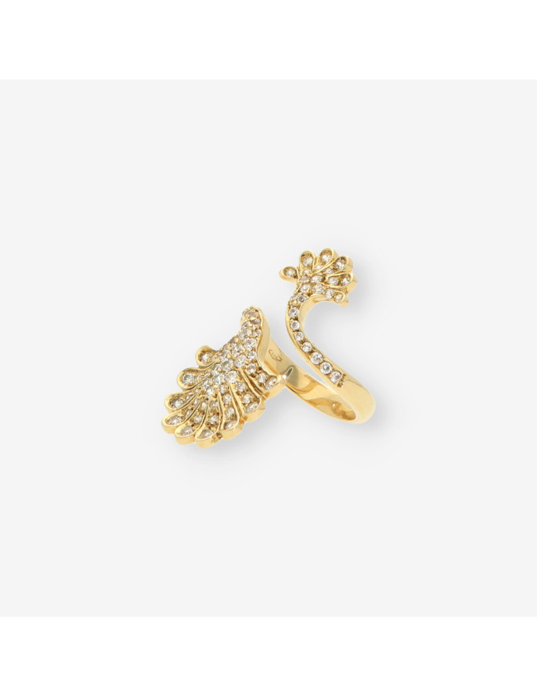 Anillo oro tipo lanzadera circonitas