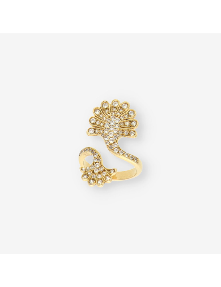 Anillo oro tipo lanzadera circonitas