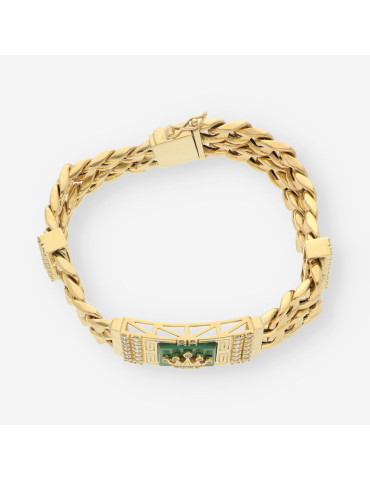 Pulsera oro y circonitas simbolo Rolex 