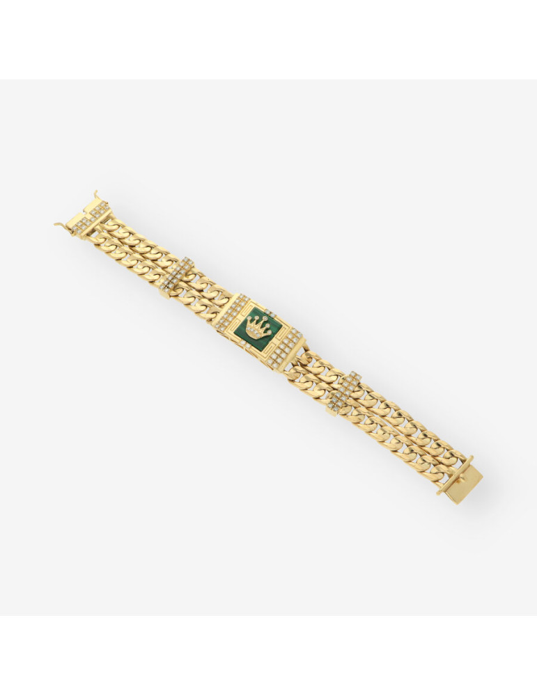 Pulsera oro y circonitas simbolo Rolex 