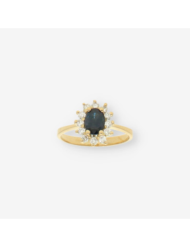 Anillo oro zafiros y brillantes