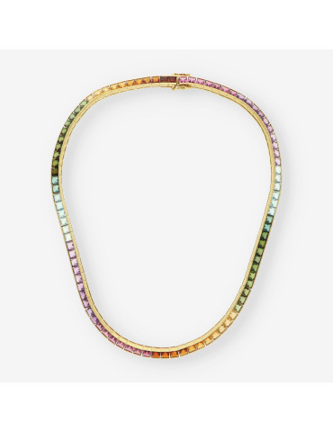 Gargantilla oro y piedras de colores