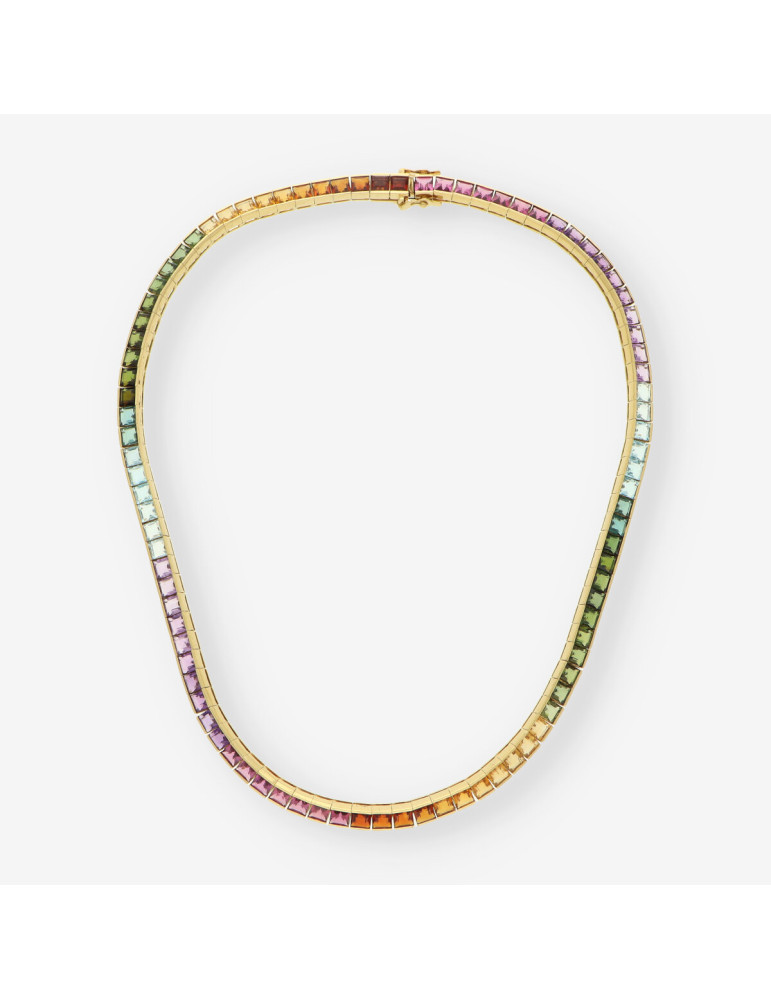 Gargantilla oro y piedras de colores