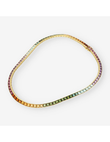 Gargantilla oro y piedras de colores