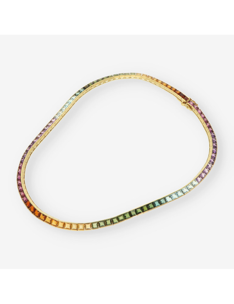 Gargantilla oro y piedras de colores