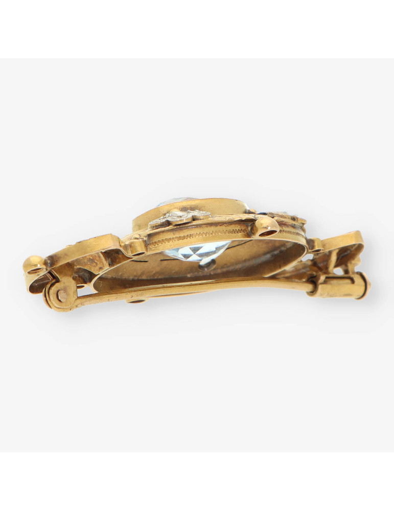 Broche Vintage oro p. azul y diamantes