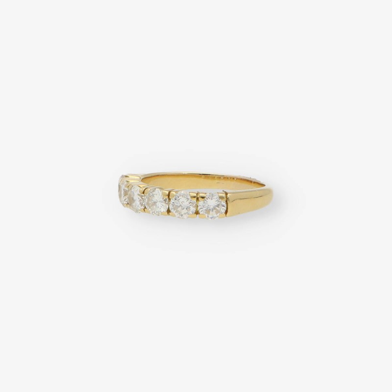 Anillo media alianza en  oro 18kt con diamantes