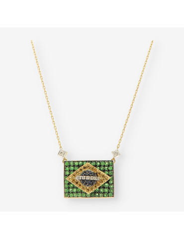 Gargantilla Escudo Brasil oro y bri