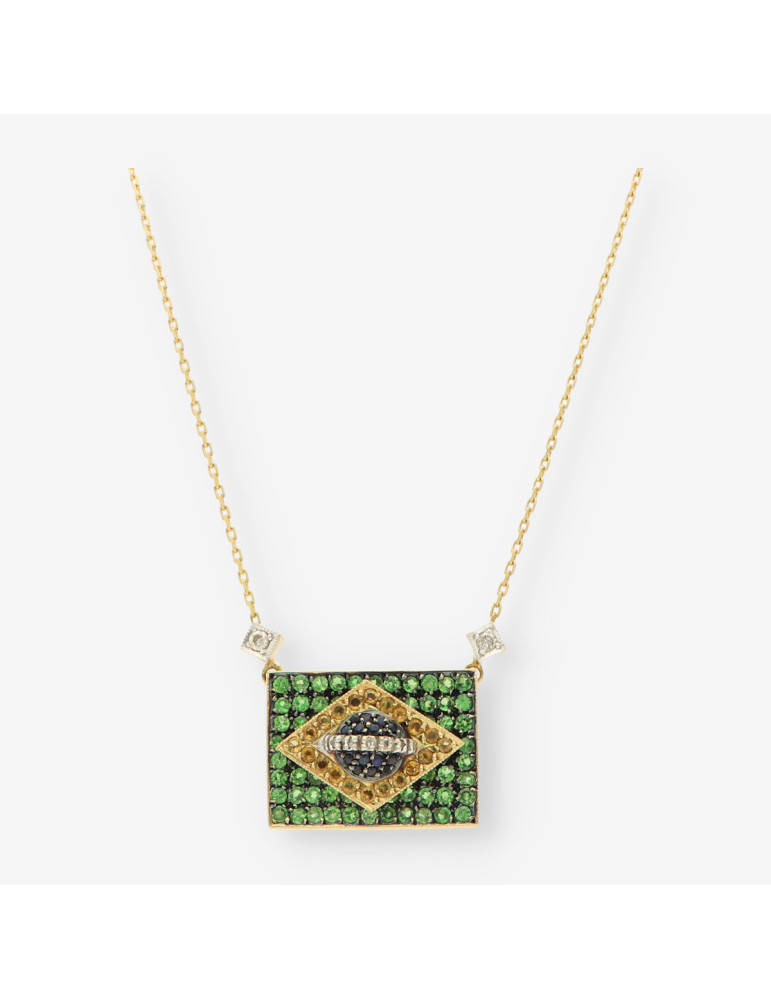 Gargantilla Escudo Brasil oro y bri