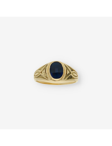 Anillo sello oro piedra azul