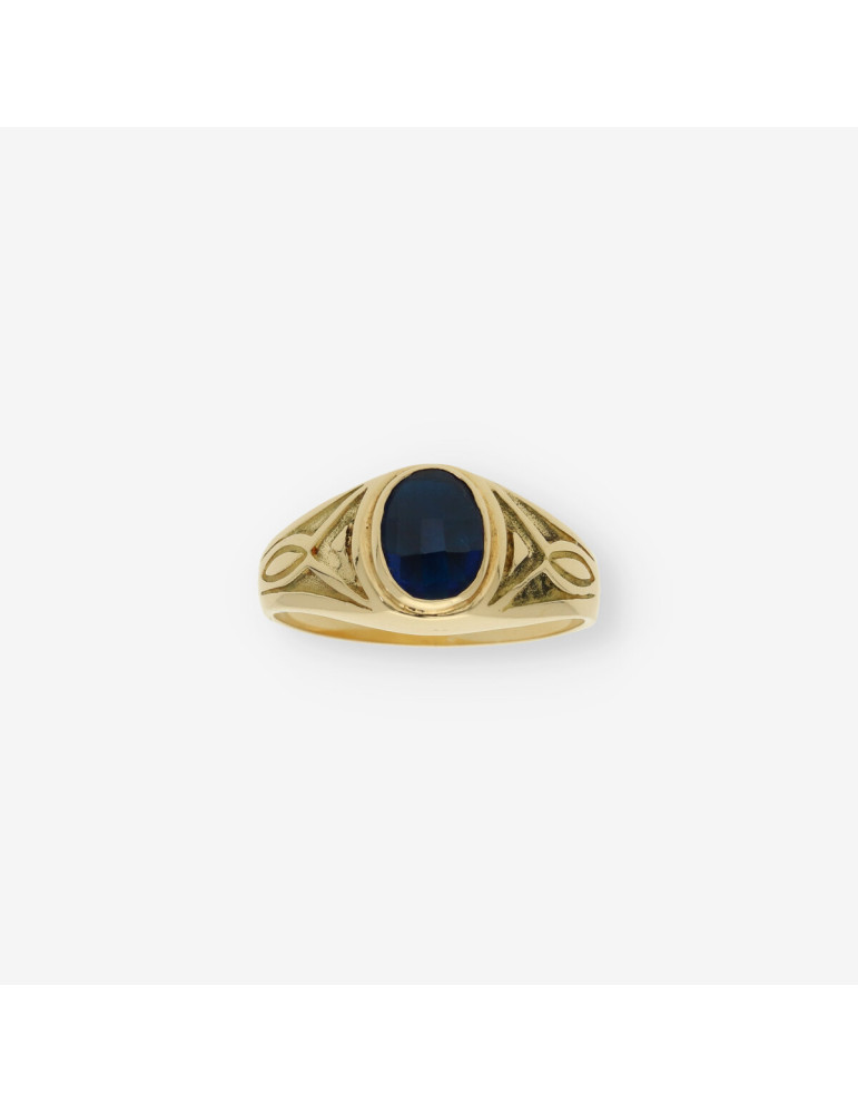 Anillo sello oro piedra azul