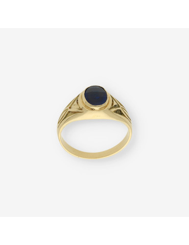 Anillo sello oro piedra azul