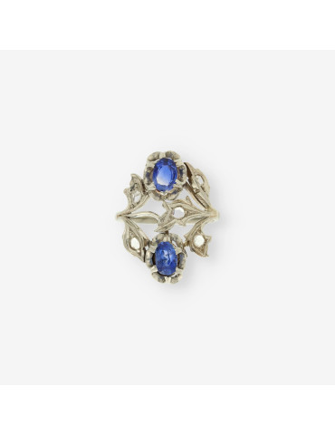 Anillo Diamante oro y piedra azul