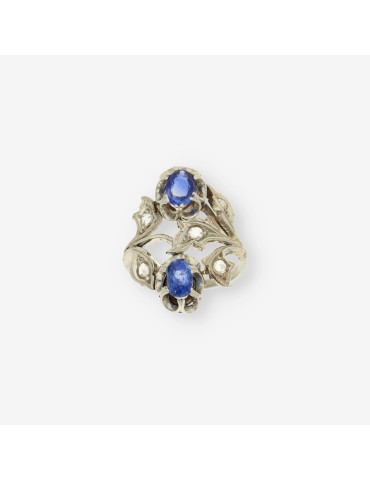 Anillo Diamante oro y piedra azul