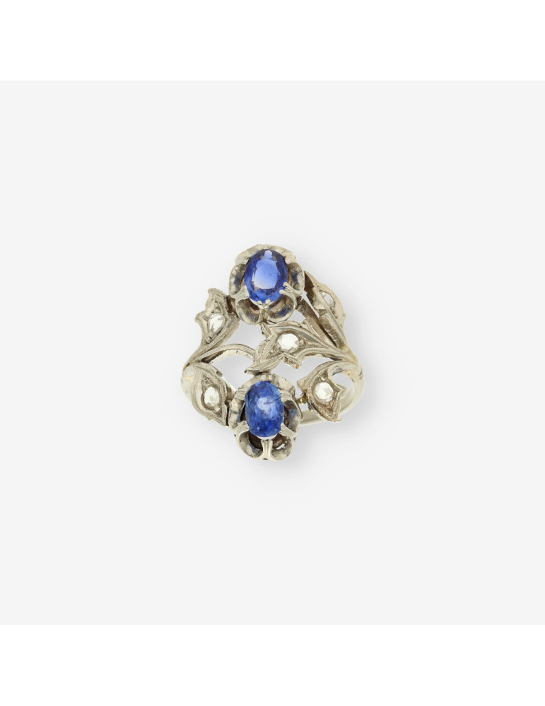 Anillo Diamante oro y piedra azul