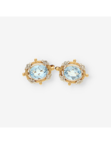 Pendientes Vintage oro p.azul y diamante