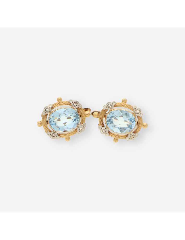Pendientes Vintage oro p.azul y diamante