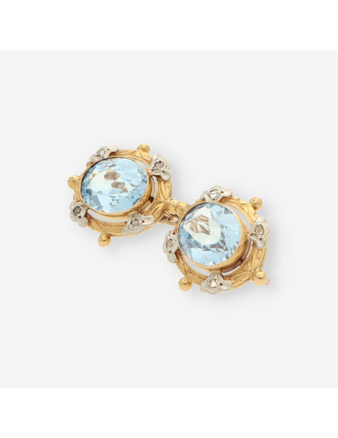 Pendientes Vintage oro p.azul y diamante