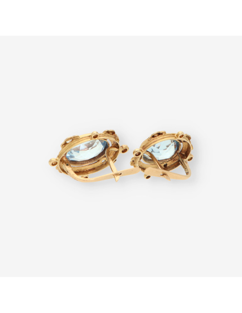 Pendientes Vintage oro p.azul y diamante