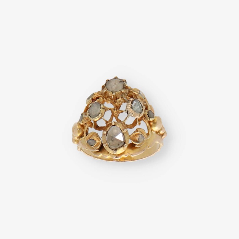 Anillo vintage en oro 18kt con Diamantes