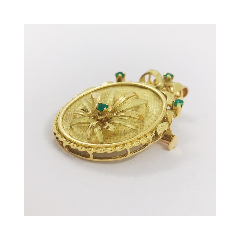 Broche colgante en oro y piedras de color